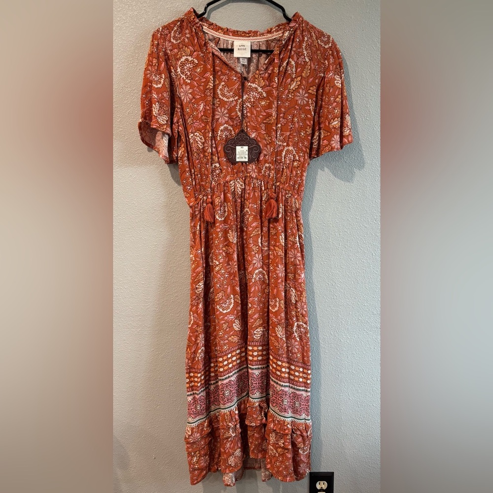 Knox Rose Rust Floral Midi Dress